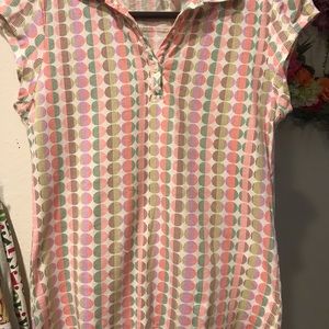 Maeve short sleeve polo top with polka dot